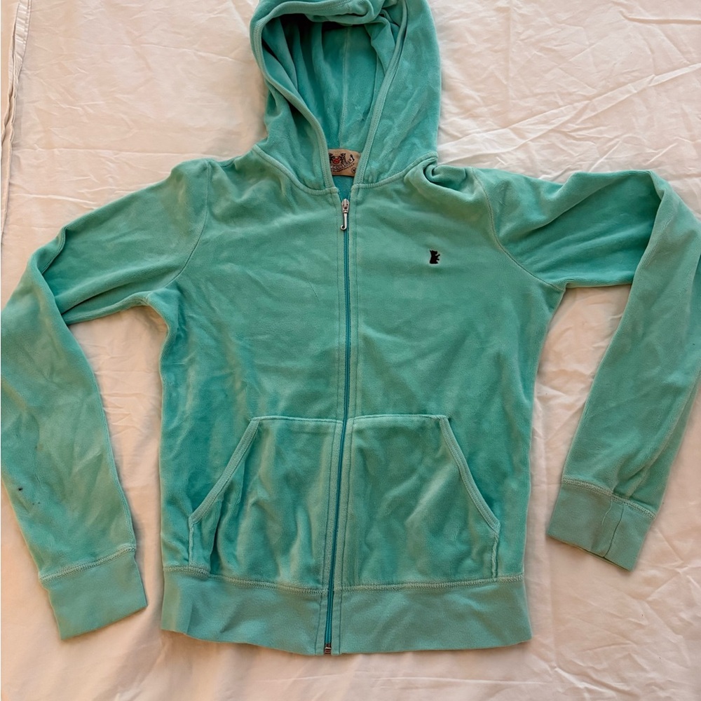 Turquoise Juicy Couture Velour Zip-Up Hoodie